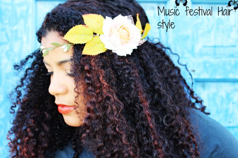 Music festival natural hair style / peinado inspirado en los festivales musicales