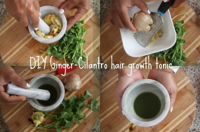 DIY ginger-cilantro hair growth tonic